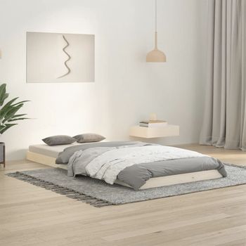 Estructura De Cama Madera Maciza De Pino Blanco 90x200 Cm