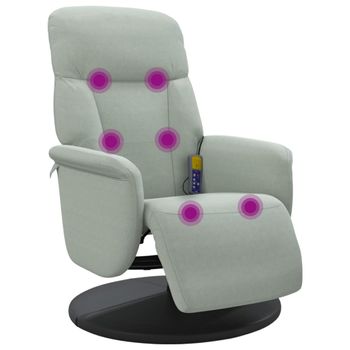 Sillón Reclinable Masaje Con Reposapiés Terciopelo Gris Claro Vidaxl