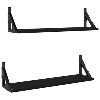 Estante flotante de pared con cajón negro 48x25x8 cm vidaXL887142