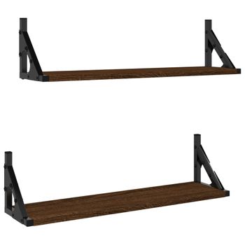 Estante Pared Madera Roble Tratada Marrón Claro 220x30x(2-4) Cm Vidaxl con  Ofertas en Carrefour