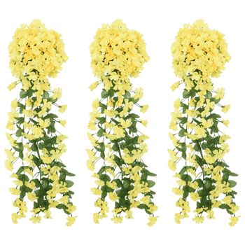 Guirnaldas De Flores Artificiales 3 Uds Amarillo 85 Cm Vidaxl