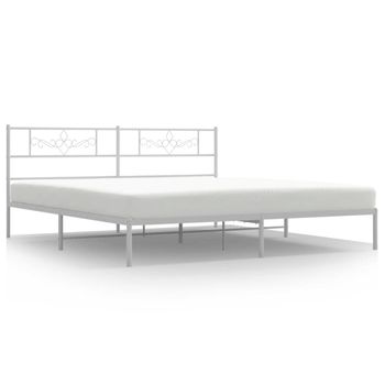 Cama de metal Estable Meran - 180 x 200 cm - Cama Doble - Cama de Matrimonio  - Somier - Acero - Reposacabezas Decorativo - Negro [en.casa]®