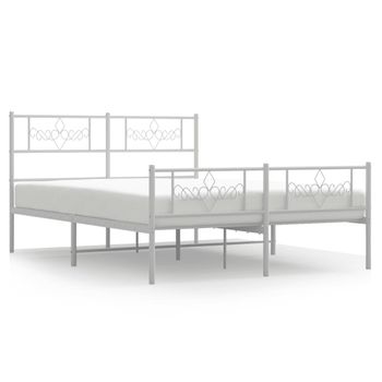 vidaXL Estructura cama metal con cabecero y estribo blanco 160x200 cm –  Bechester