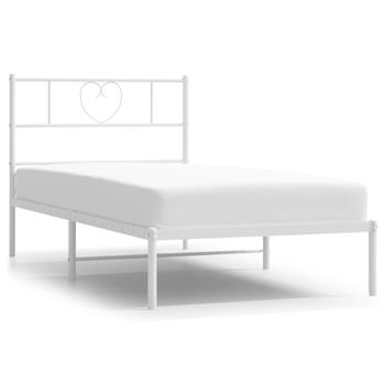 Estructura De Cama De Metal Con Cabecero Blanco 90x200 Cm Vidaxl