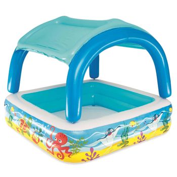 Piscina Para Niños Con Toldo Azul 140x140x114 Cm Bestway