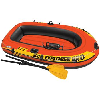 Set Bote Hinchable Con Remos Y Bomba Explorer Pro 200 Intex