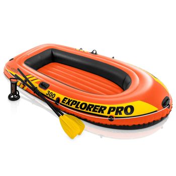 Set Bote Hinchable Con Remos Y Bomba Explorer Pro 300 Intex