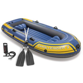 Set Bote Hinchable Con Remos Y Bomba Challenger 3 Intex