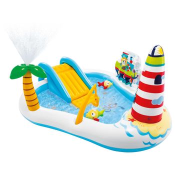 Piscina Hinchable Infantil Con Pulverizador Ballena Intex - Azul