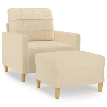 Sillón Con Taburete Tela Crema 60 Cm Vidaxl