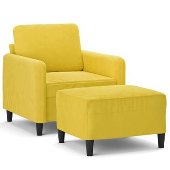 Sillón Con Taburete Terciopelo Amarillo 60 Cm Vidaxl