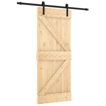 Puerta Corredera Con Herrajes Madera Maciza De Pino 85x210 Cm Vidaxl