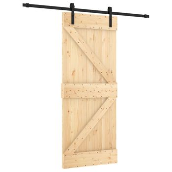 Puerta Corredera Con Herrajes Madera Maciza De Pino 85x210 Cm Vidaxl