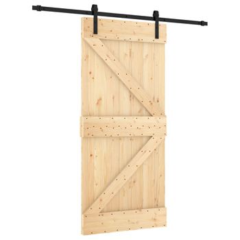 Puerta Corredera Con Herrajes Madera Maciza De Pino 95x210 Cm Vidaxl