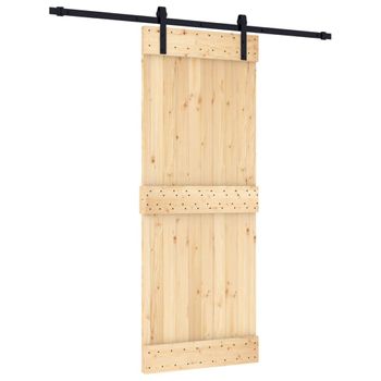 Puerta Corredera Con Herrajes Madera Maciza De Pino 80x210 Cm Vidaxl