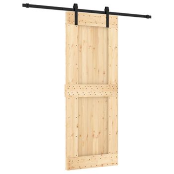 Puerta Corredera Con Herrajes Madera Maciza De Pino 80x210 Cm Vidaxl