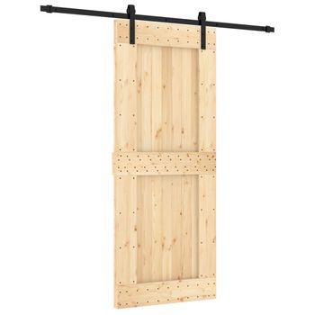 Puerta Corredera Con Herrajes Madera Maciza De Pino 85x210 Cm Vidaxl