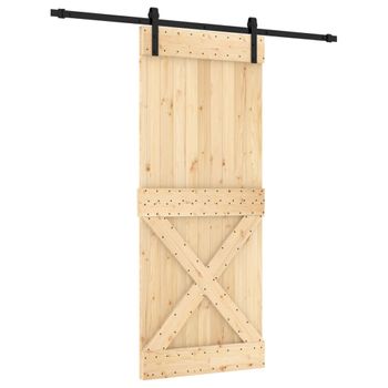 Puerta Corredera Con Herrajes Madera Maciza De Pino 85x210 Cm Vidaxl