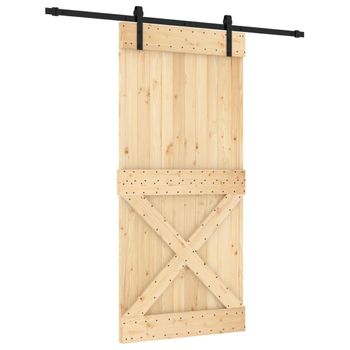 Puerta Corredera Con Herrajes Madera Maciza De Pino 95x210 Cm Vidaxl