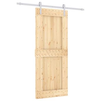 Puerta Corredera Con Herrajes Madera Maciza De Pino 85x210 Cm Vidaxl