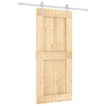 Puerta Corredera Con Herrajes Madera Maciza De Pino 90x210 Cm Vidaxl