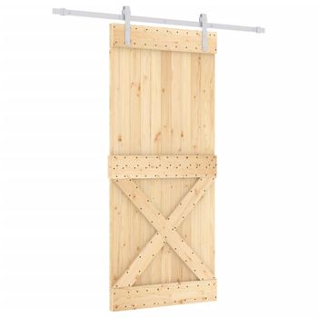 Puerta Corredera Con Herrajes Madera Maciza De Pino 90x210 Cm Vidaxl