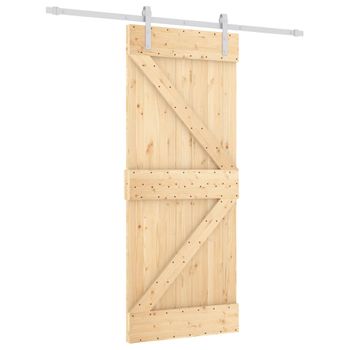 Puerta Corredera Con Herrajes Madera Maciza De Pino 85x210 Cm Vidaxl