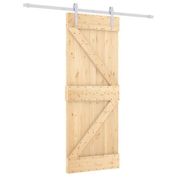 Puerta Corredera Con Herrajes Madera Maciza De Pino 80x210 Cm Vidaxl