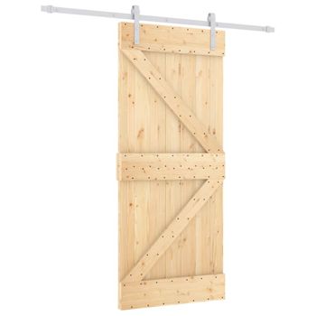 Puerta Corredera Con Herrajes Madera Maciza De Pino 90x210 Cm Vidaxl