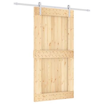 Puerta Corredera Con Herrajes Madera Maciza De Pino 100x210 Cm Vidaxl