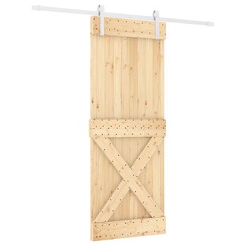 Puerta Corredera Con Herrajes Madera Maciza De Pino 80x210 Cm Vidaxl