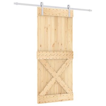 Puerta Corredera Con Herrajes Madera Maciza De Pino 90x210 Cm Vidaxl