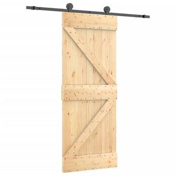 Puerta Corredera Con Herrajes Madera Maciza De Pino 85x210 Cm Vidaxl