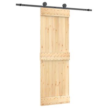 Puerta Corredera Con Herrajes Madera Maciza De Pino 70x210 Cm Vidaxl