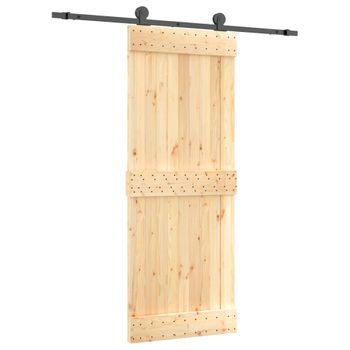 Puerta Corredera Con Herrajes Madera Maciza De Pino 80x210 Cm Vidaxl