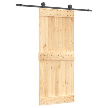 Puerta Corredera Con Herrajes Madera Maciza De Pino 85x210 Cm Vidaxl