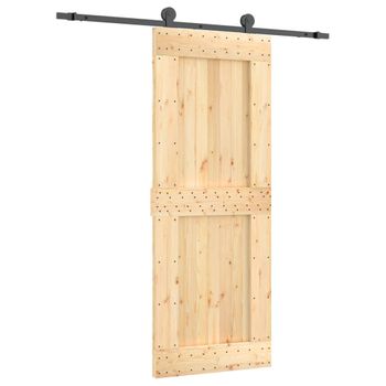 Puerta Corredera Con Herrajes Madera Maciza De Pino 80x210 Cm Vidaxl