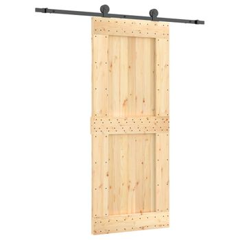 Puerta Corredera Con Herrajes Madera Maciza De Pino 85x210 Cm Vidaxl