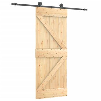 Puerta Corredera Con Herrajes Madera Maciza De Pino 70x210 Cm Vidaxl