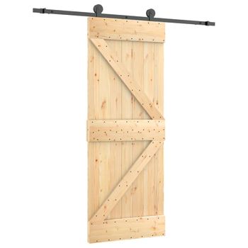 Puerta Corredera Con Herrajes Madera Maciza De Pino 85x210 Cm Vidaxl