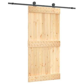 Puerta Corredera Con Herrajes Madera Maciza De Pino 100x210 Cm Vidaxl