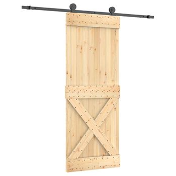 Puerta Corredera Con Herrajes Madera Maciza De Pino 80x210 Cm Vidaxl