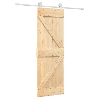 Puerta Corredera Con Herrajes Madera Maciza De Pino 70x210 Cm Vidaxl