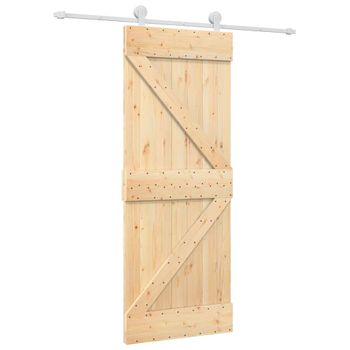 Puerta Corredera Con Herrajes Madera Maciza De Pino 80x210 Cm Vidaxl