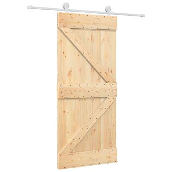 Puerta Corredera Con Herrajes Madera Maciza De Pino 90x210 Cm Vidaxl