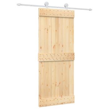 Puerta Corredera Con Herrajes Madera Maciza De Pino 85x210 Cm Vidaxl