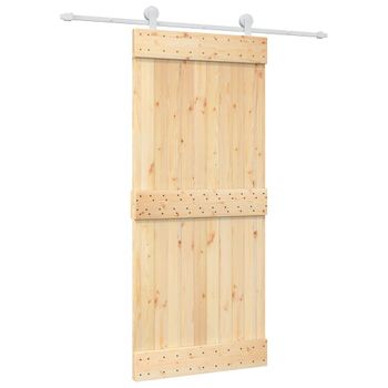 Puerta Corredera Con Herrajes Madera Maciza De Pino 90x210 Cm Vidaxl