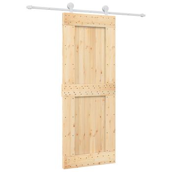 Puerta Corredera Con Herrajes Madera Maciza De Pino 80x210 Cm Vidaxl