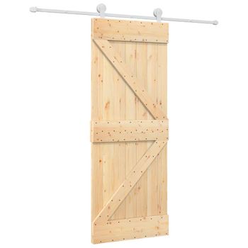 Puerta Corredera Con Herrajes Madera Maciza De Pino 80x210 Cm Vidaxl