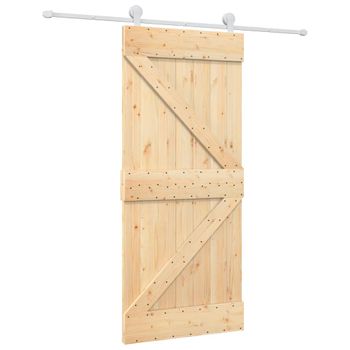 Puerta Corredera Con Herrajes Madera Maciza De Pino 90x210 Cm Vidaxl